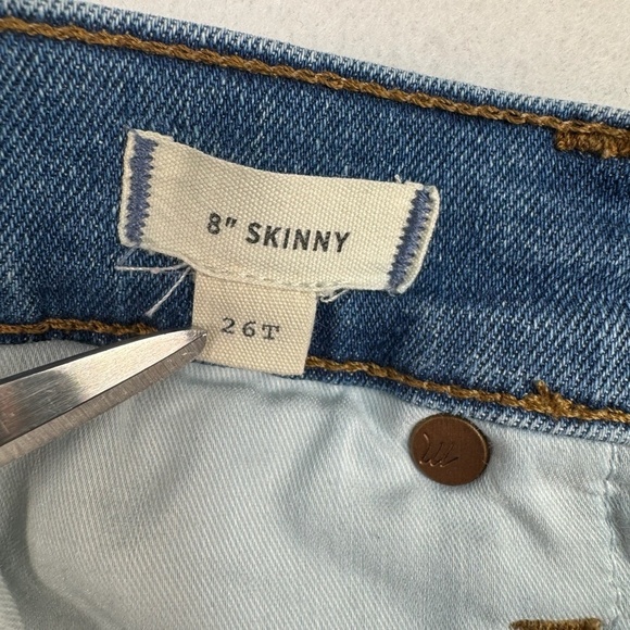 Madewell 8" Skinny Mid Rise Jeans Womens Size 26 Tall Light Wash - Picture 6 of 16